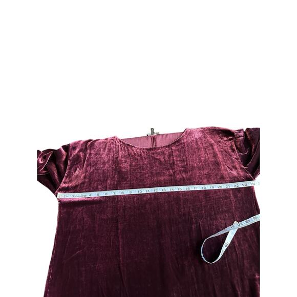 Eileen Fisher Purple Velvet Witchy Whimsigoth Dark Romantic Silk Dress Size M - Picture 10 of 12